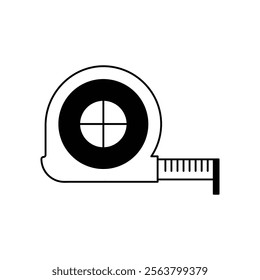 measuring tape icon with white background vector stock illustration
