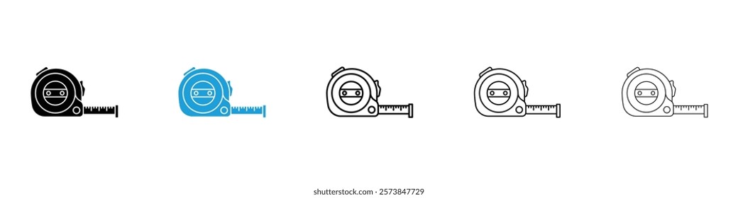 Measuring tape icons in filled and 3 stroke weights