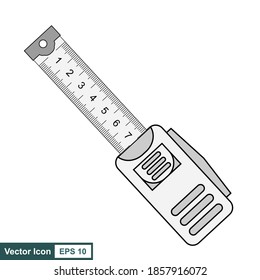 Measuring tape isolated cut out on white background, top view