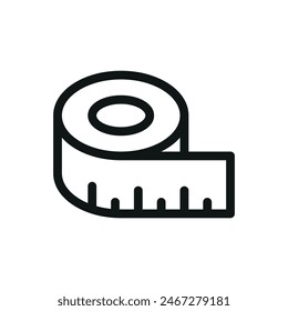 Measuring tape isolated icon, sewing ruler vector symbol with editable stroke