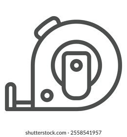 Measuring tape line icon, construction worker tools concept. Vector graphics. Scale meter tool sign on white background, outline style icon for mobile or web design
