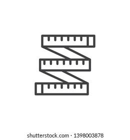 Measuring tape line icon. linear style sign for mobile concept and web design. cloth measure outline vector icon. Symbol, logo illustration. Pixel perfect vector graphics