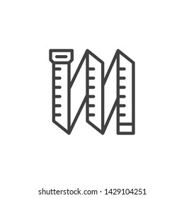 Measuring tape line icon. linear style sign for mobile concept and web design. Sewing tool, tape measure outline vector icon. Symbol, logo illustration. Vector graphics