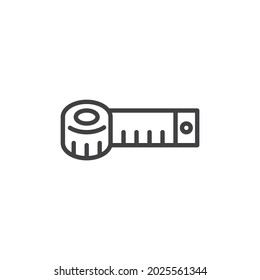 Measuring tape line icon. linear style sign for mobile concept and web design. Tape measurement outline vector icon. Symbol, logo illustration. Vector graphics