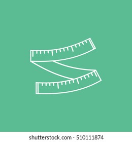 Measuring Tape Line Icon On Green Background