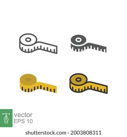 Measuring tape line for length centimeter or meter measure can be used for creative template, logo, craft, website and apps. isometric slim icon. Vector illustration. Design on white background. EPS10
