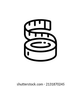 Measuring tape linear icon. Outline illustration. Sewing meter. Contour symbol. Vector isolated outline drawing.
