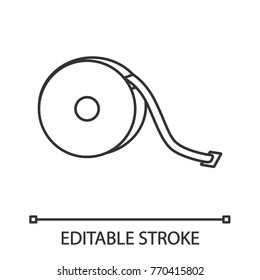 Measuring tape linear icon. Thin line illustration. Sewing meter. Tapeline. Contour symbol. Vector isolated outline drawing. Editable stroke