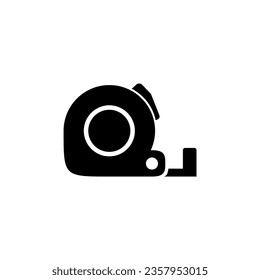 Measuring Tape, Measure Equipment, Yardstick. Flat Vector Icon illustration. Simple black symbol on white background. Measuring Ruler, Yardstick sign design template for web and mobile UI element