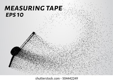 Measuring tape measure from the particles. Dimensional roulette consists of circles and points.