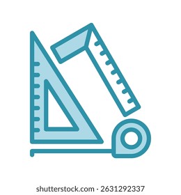 Medindo fita mini ilustração ícone de cor de tom duplo, uso para engenharia civil, indústria, construção, UI, kit UX, aplicativo e desenvolvimento web, digital ou impressão.