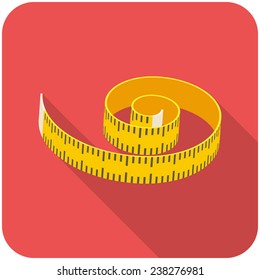 Measuring tape, modern flat icon with long shadow