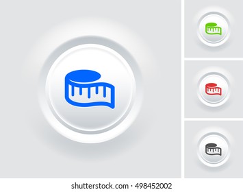 Measuring Tape on White Bevel Round Button