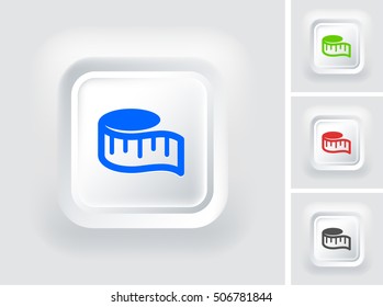 Measuring Tape on White Square Button