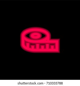 Measuring tape red glowing neon ui ux icon. Glowing sign logo vector