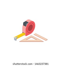 Measuring tape, ruler vector 3d isometric, color web icons set, new flat style. Creative illustration, idea for infographics.