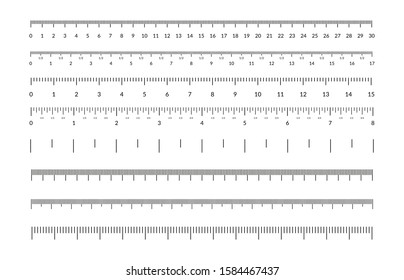 Measuring tape scale set. Vector measurable yardstick measures length height meter precision tools centimeter millimeters calibration. Measurements scales design template