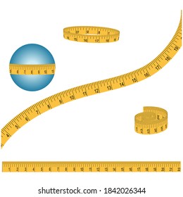 Measuring tape - set of five options - isolated on white background - vector.