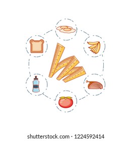 measuring tape with set icons