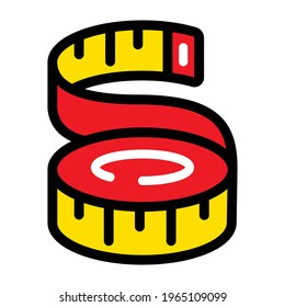 Measuring tape simple color icon. Meter vector illustration on white background.