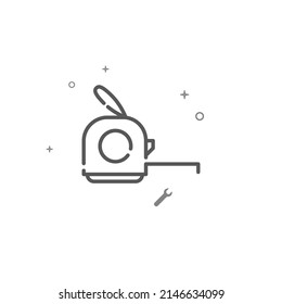 Measuring tape simple vector line icon. Repair and decoration, finishing facilities symbol, pictogram, sign isolated on white background. Editable stroke. Adjust line weight.