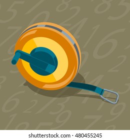 Measuring tape stylized construction tools. Seamless pattern background figures. Stock vector illustration.