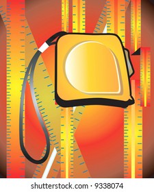 measuring tape with tag in red light	