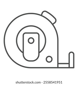 Measuring tape thin line icon, construction worker tools concept. Vector graphics. Scale meter tool sign on white background, outline style icon for mobile or web design