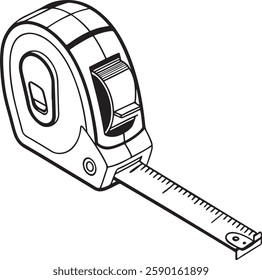 measuring tape Tool for carpenter work, Silhouette vector art illustration with a white background