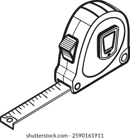 measuring tape Tool for carpenter work, Silhouette vector art illustration with a white background