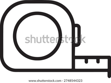 Measuring tape tool for construction and length icon