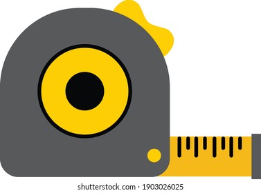 measuring tape tool icon on white background. flat style. roll ruler sign. magic ball symbol.