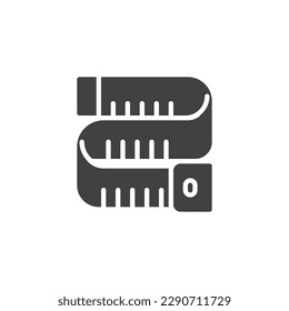 Icono de vector de cinta de medida. signo plano relleno para concepto móvil y diseño web. Icono de glifo de medida de cinta. Símbolo, ilustración del logotipo. Gráficos vectoriales