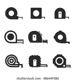 Measuring tape vector icons. Simple illustration set of 9 measuring tape elements, editable icons, can be used in logo, UI and web design