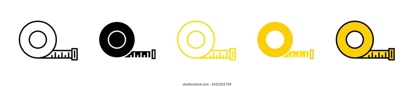 Conjunto de ilustración vectorial de cinta métrica. Signo de longitud del medidor a medida Adecuado para aplicaciones y sitios web Estilo de diseño UI.