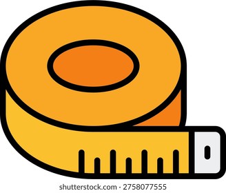 Measuring tape vector for renovation measurement tool, construction illustration for accurate building planning