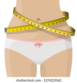 measuring tape, waist, beautiful slim woman 