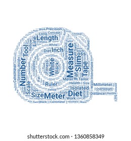 measuring tape word cloud. tag cloud about measuring tape.