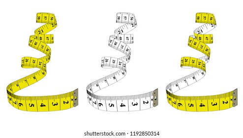 Measuring tape,diet theme. Theme for the studio, dressmaking. Vector illustration.