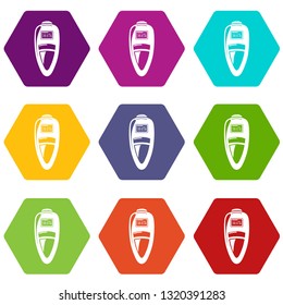 Measuring thermometer icons 9 set coloful isolated on white for web