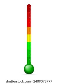 Measuring thermometer on a white background. Vector illustration.