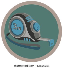 The measuring tool icon. Construction measuring tape. Stock vector illustration.