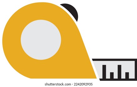 herramienta de medición, icono de ruleta en color, aislado en fondo blanco