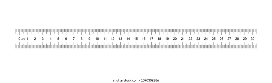 Measuring tool. Ruler Graduation. Ruler grid 30 and 1 cm. Size indicator units. Metric Centimeter size indicators. Vector EPS10