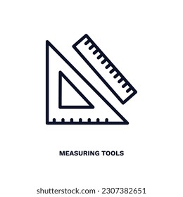 measuring tools icon. Thin line measuring tools icon from education and science collection. Outline vector isolated on white background. Editable measuring tools symbol can be used web and mobile