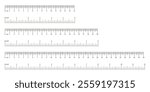 Measuring tools, scales icons. Inch, metric rulers. Scale for ruler in centimeters, inches. Metrics indicators cm, inch.