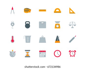 Measuring tools set of color icons