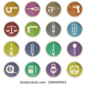 measuring tools web icons in the form of round paper labels