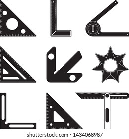 Measuring tools for woodworking. Flat icons. Vector illustration