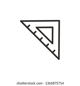 Measuring triangle ruler vector icon. Element of design tool for mobile concept and web apps vector. Thin line icon for website design and development, app development. Vector icon